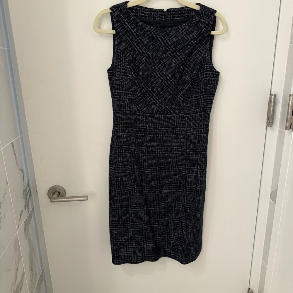 Brooks Brothers Navy Plaid Midi Dress